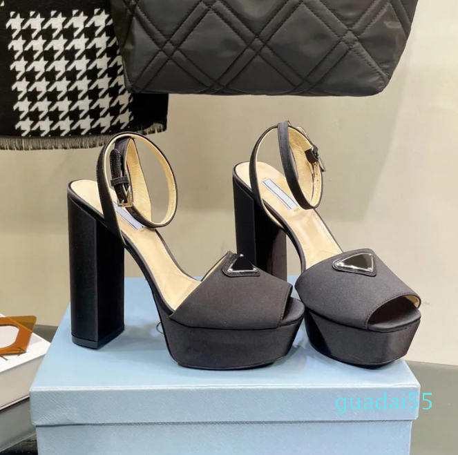 

Toe Platform sandals high heels Ankle Logo plaque strap heeled Pumps block heel sandal luxury designer shoes for women factory footwear, Fuchsia