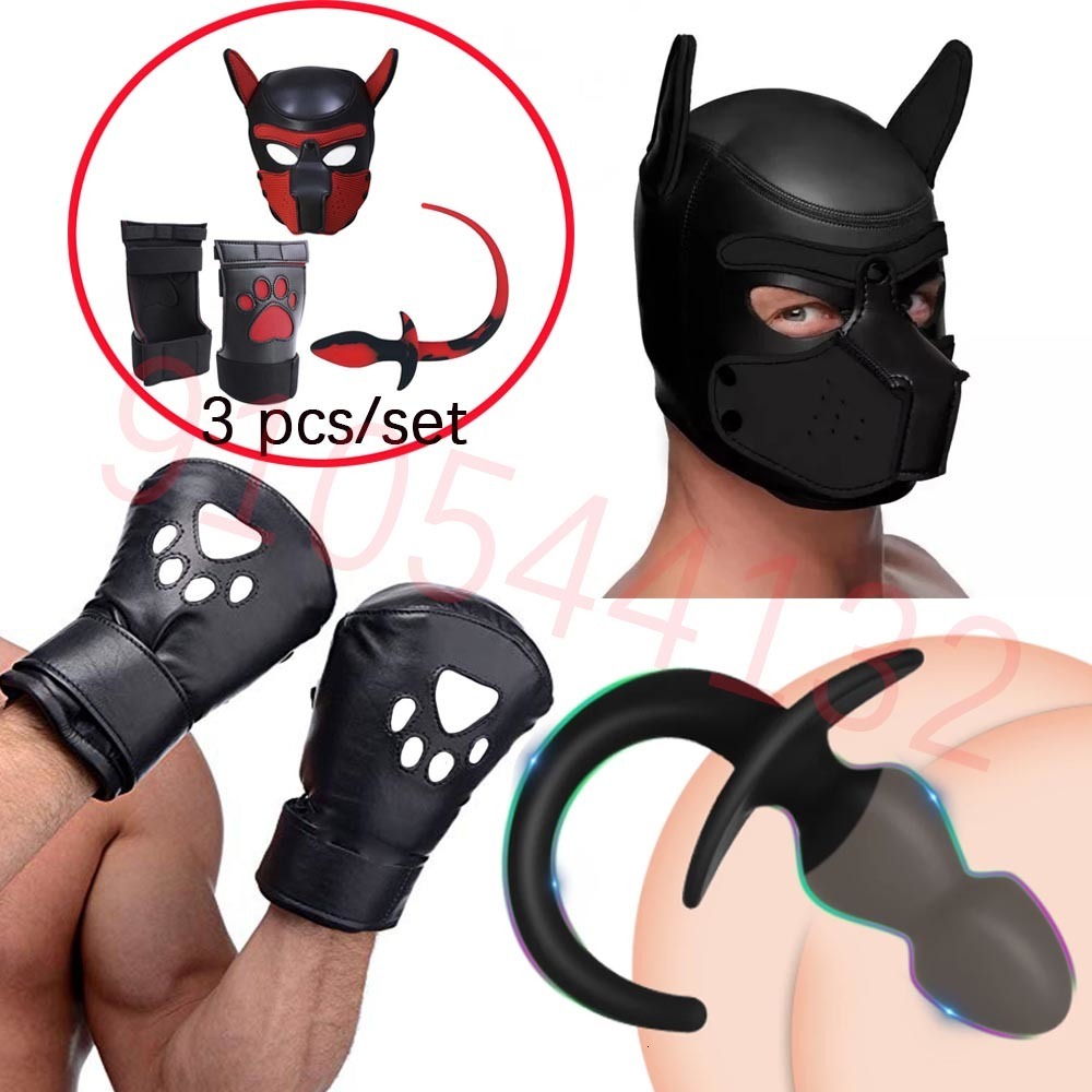 

Adult Toys Puppy Play Pup Hood Mask Dog Paw Crawl Leather Glove Anal Tailplug Fetish Slave Pet Cosplay SM Sex Game Fantasy Bondage Toy Set 230413