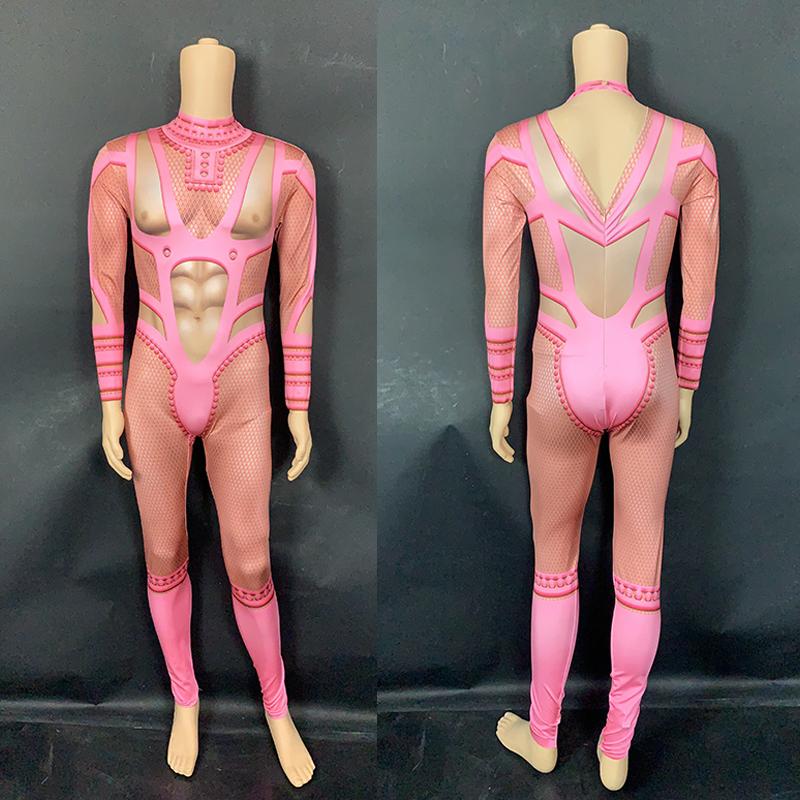 

Stage Wear Nightclub Men's Gogo Jazz Dancing Performance Clothes Pink Sexy Bodysui Muscle Rave Outfit Man Pole Dance Costume VDB4268Stag, Bodysuit