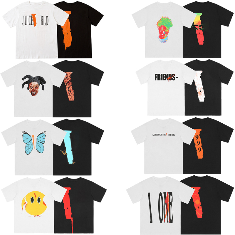 

23ss Designer Tide Brand Vlone Men' T-Shirts Friends Letter Printed Tee Big V Men Women Short Sleeve High Street T-shirt Loose Casual Cotton Tee Size -XL, 2-white
