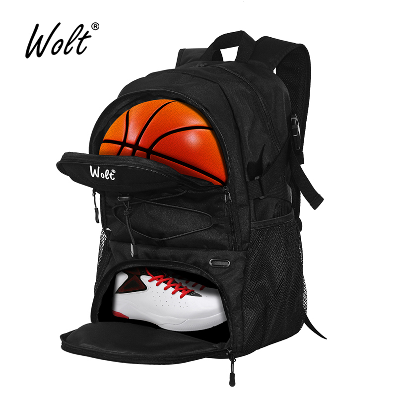 

School Bags Wolt | Basketball Backpack Large Sports Bag with Separate Ball holder Shoes compartment for Basketball Soccer Voll 230413, Red