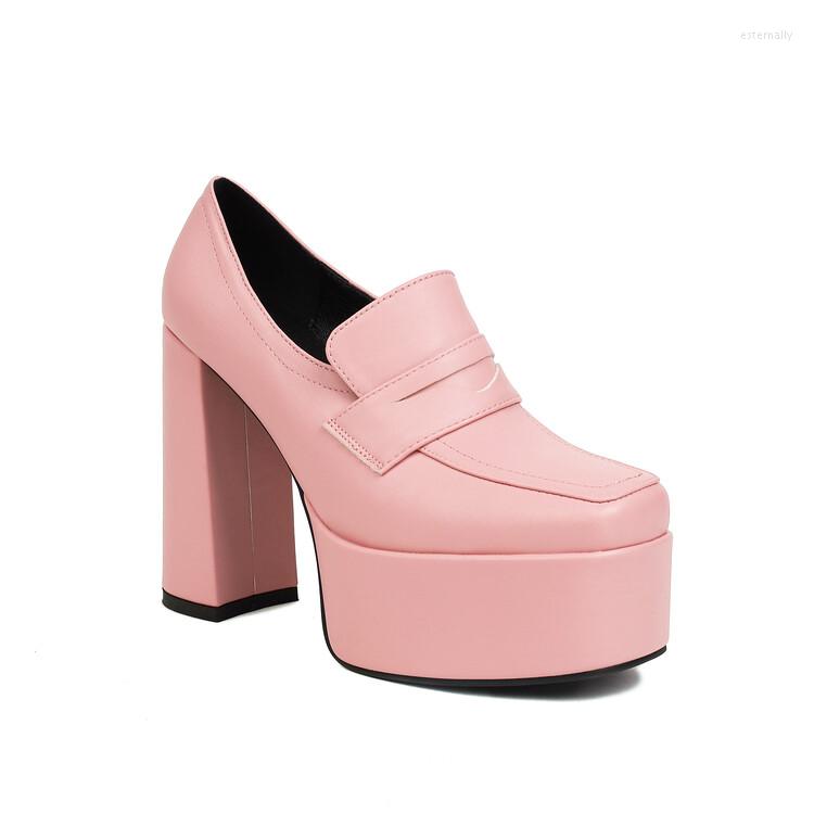 

Dress Shoes Oversize Large Size Big High-heeled Square Toe Thick Heel Waterproof Platform Single Shoe Is Simple And Fashionable, Black