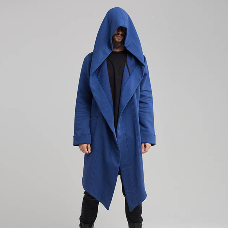 

Men' Trench Coats 2023 Autumn Winters In Europe And The men' Long Cardigan Cape Hooded Cotton Blended Sweater Men 230413, Blue