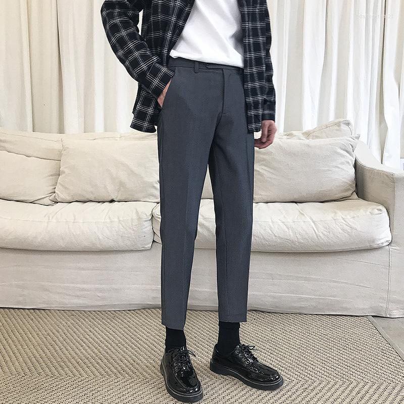 

Men's Suits Mens Dress Pants Fashion Korean Style Slim Fit Casual Straight Male Anti-wrinkle Social Young Men's Trousers, Black