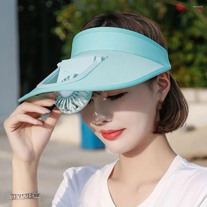 

Wide Brim Hats Novelty Summer Sun Hat With Fan For Women Portable Beach Outdoor Travel Foldable Visor Multi-function Cap, Black