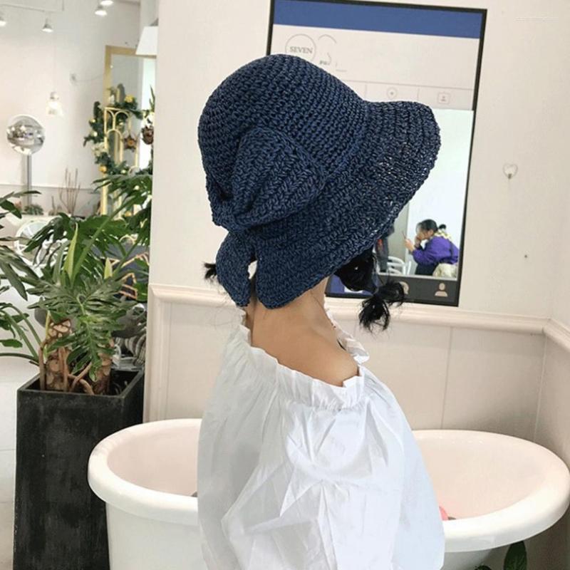 

Wide Brim Hats Sunshade Chic Washable Summer Vacation Women Fisherman Hat Camping Beach Foldable Headwear, Black