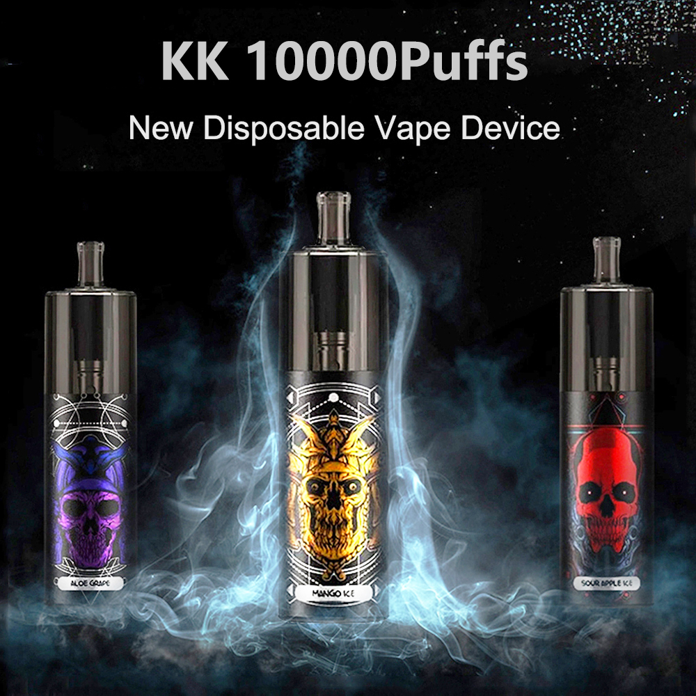 

Authentic KK 10000 puffs disposable vape pen feature e cigarette with rechargeable battery airflow control mesh coil 17ml visible pod 10K big vapor kit puff 10000