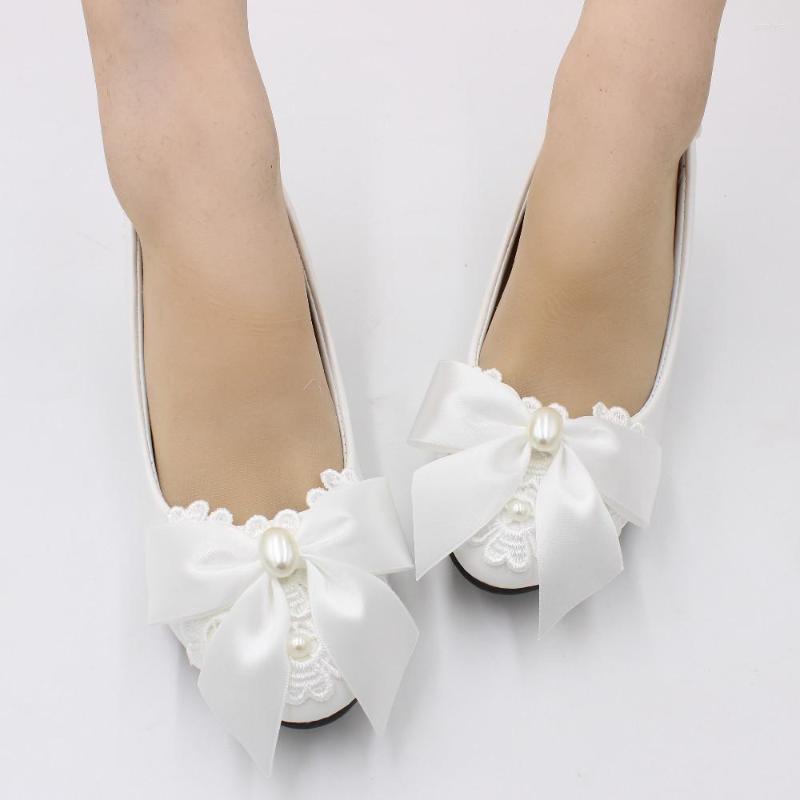 

Dress Shoes Bowknot Women's White Bridal Low Heel Bridesmaid Shallow Mouth Youth Large Wedding BH2105, 3 cm heel high