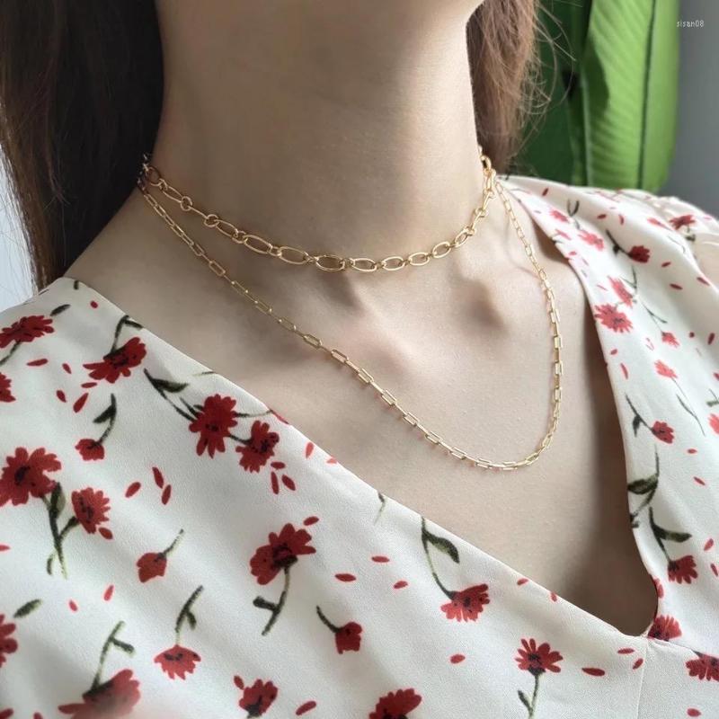 

Chains 925 Sterling Silver Necklace Fashion Heavy Design Square Choker Child Short Clavicle Chain Trend Wild