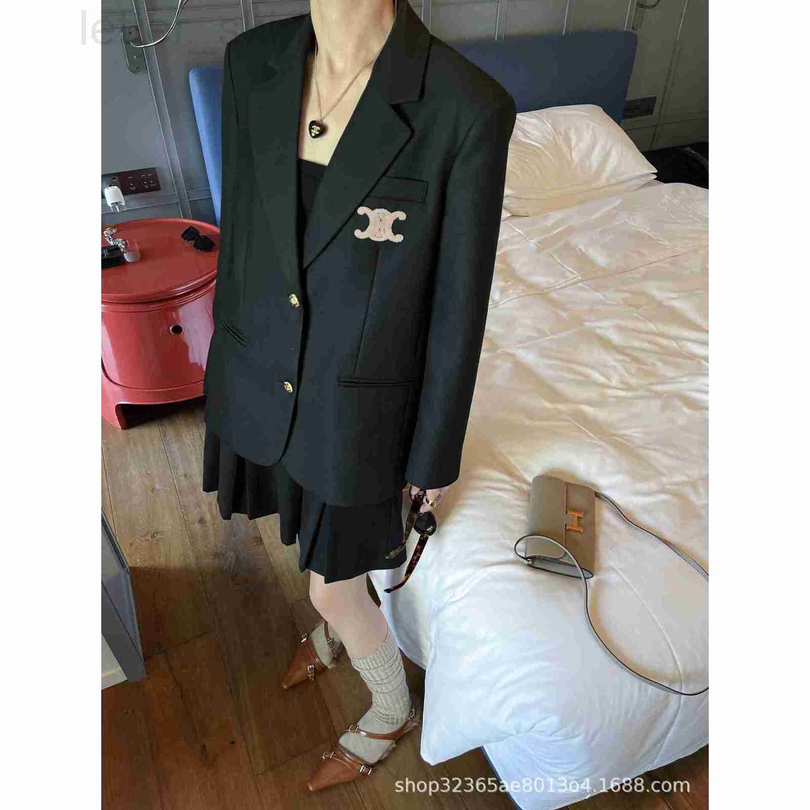 

Women' Wool & Blends designer 23 Spring/Summer New Flocking Craft Suit Coat Lun Academy Style Stereo Cut Version Reduced Age Girl PI0A, As shown in figure