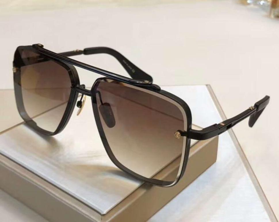 

Men Gold Square Sunglasses 121 Gold BlackBrown Shaded Pilot sunglasses Shades occhiali da sole New With Box9392654