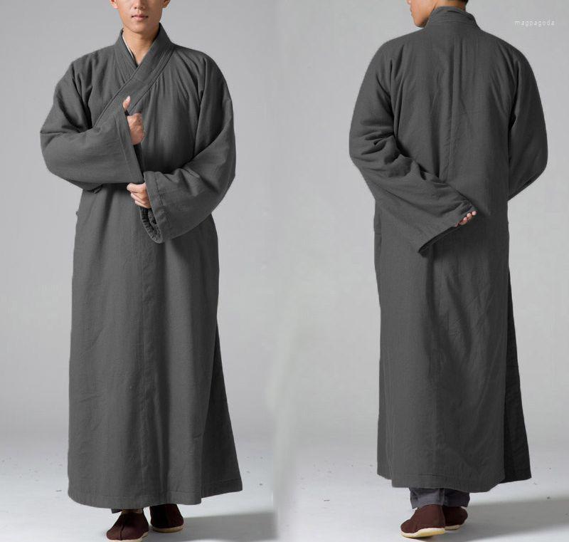 

Ethnic Clothing Unisex Winter Warm High Quality Cotton&linen Buddhist Zen Gown Meditation Lay Shaolin Monk Suits Buddha Robe