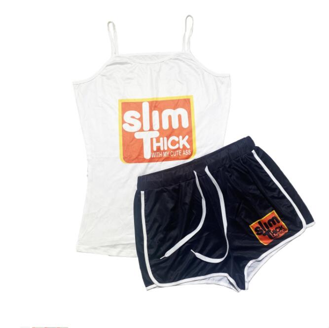 

Plus Size 3XL Women Tracksuits Designer Sexy 2 Piece Short Set Printed Suspender Vest And Shorts Yoga Outfits Sportswear, 01