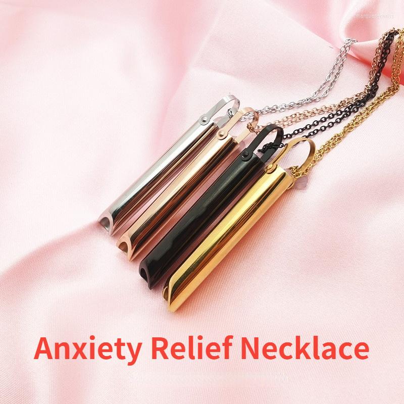 

Chains Stress Relief Anxiety Necklace For Women Stainless Steel Mindful Meditation Breathing Exhale Yoga Relaxation Jewelry
