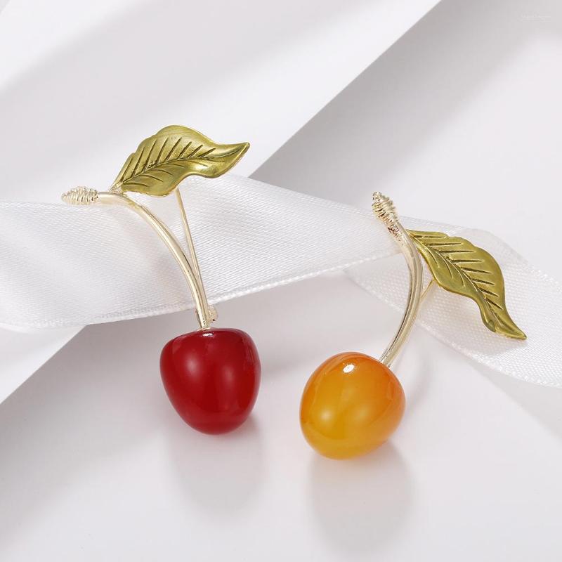 

Brooches Cherry For Women Red Enamel Fruits Weddings Casual Party Brooch Pins Gifts