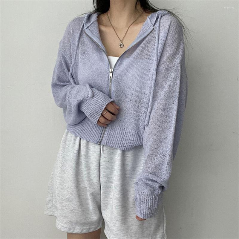 

Women's Knits Alien Kitty Casual Hooded Sweaters High Street Coats Women Summer 2023 Sunscreen Cardigans Loose Chic Knitted Thin OL, White