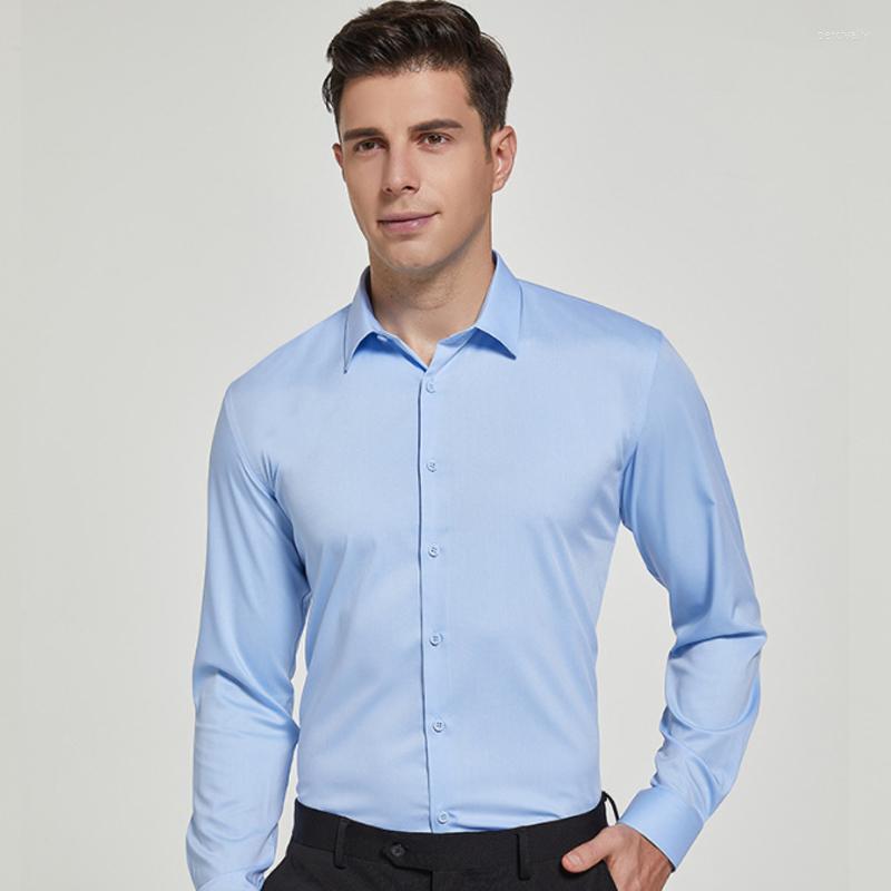 

Men's Dress Shirts 6XL 7xL 8XL Bamboo Fiber Spring And Autumn Large Men's Long Sleeve Shirt Solid Business Casual Non-iron Breathable