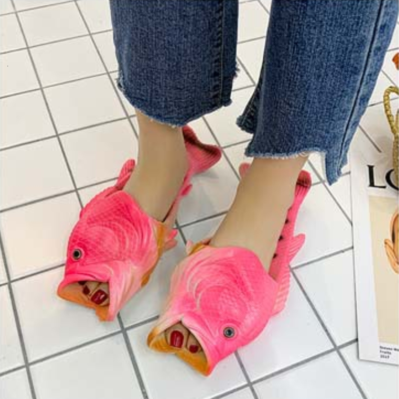 

Slippers Creative Fish Slippers Unisex Casual Parent-child Beach Shoes Women Flats Slides Summer Footwear Flip Flops Loafer 230413, Red