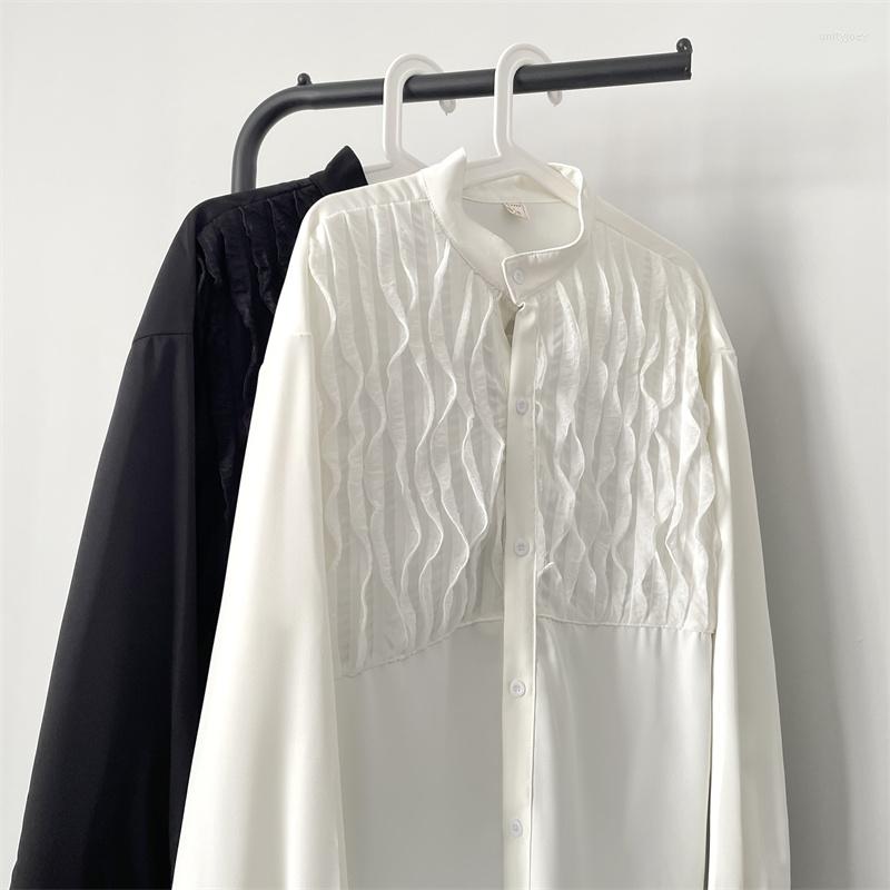 

Men's Casual Shirts DRAPE STRIPE PATCH SHIRT STYLE DROP WHITE, Xwj96-1