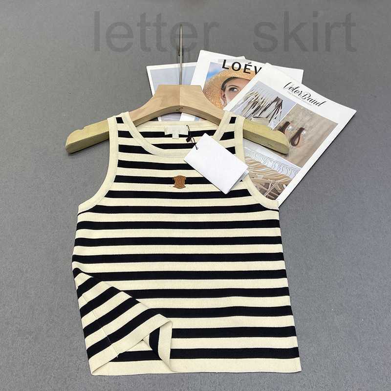 

Women' Knits & Tees designer Arc de Triomphe Knitted Round Neck Stripe Sleeveless Tank Top Suspended 2023 Summer New Style Casual 2186, Picture color