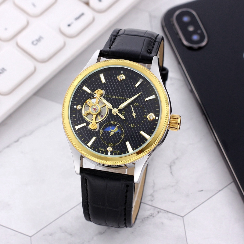 

Role WristWatches for men 2023 New mens Watches 40mm tourbillon Automatic mechanical Watch Top Luxury Brand leather Strap moon Phase men Fashion Montre de luxe one