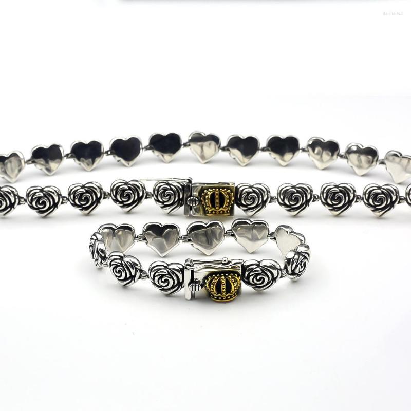 

Chains Personalized Vintage Crown Rose Love Necklace Bracelet For Men And Women