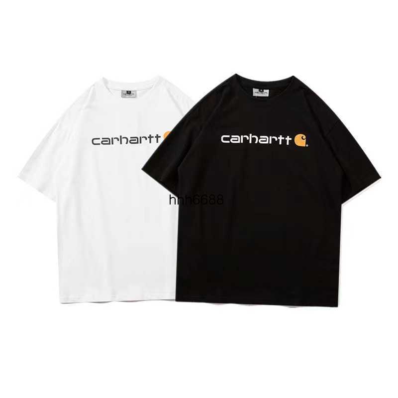 

Iorl 2023 Men's and Women's Fashion t Shirt Tooling High Street Brand Carhart Short Sleeve Classic Letter Print Loose Couple Bottom, Black