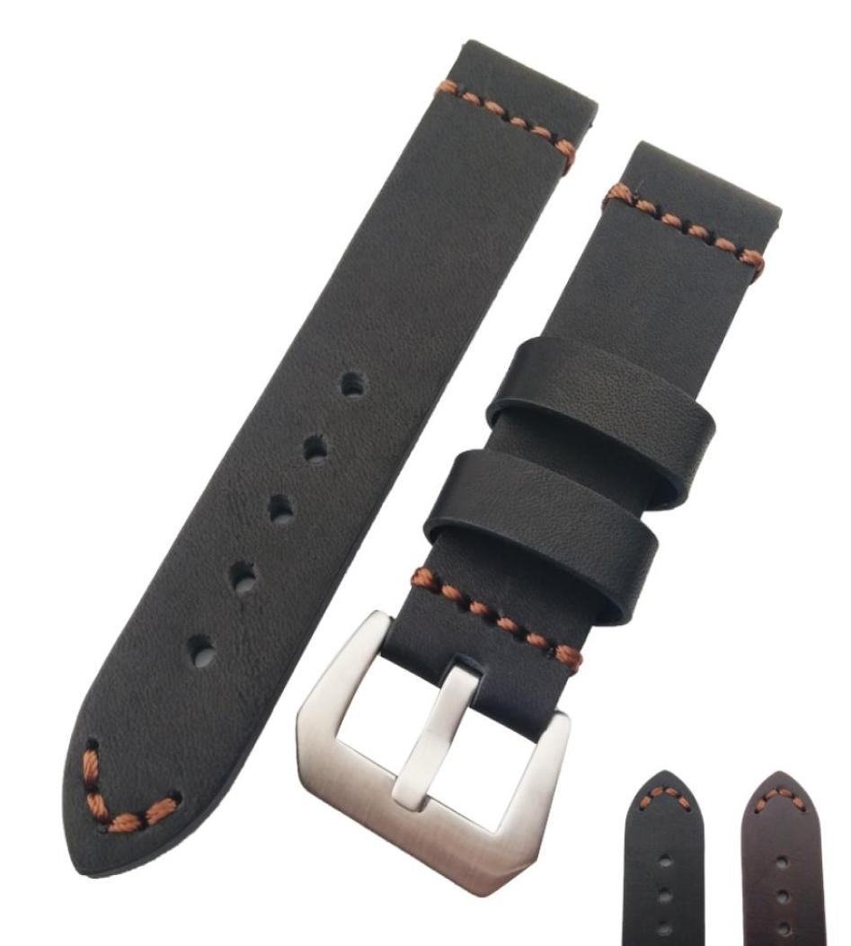 

New HQ Genuine Leather Thick Black Or Brown Watch Band Strap 22mm 24mm 26mm5466170