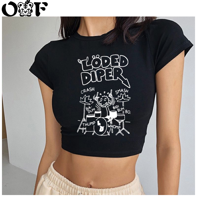 

Women' T-Shirt Y2K Costume Beautiful Summer Baby T Shirt Street Style Gothic Harajuku loded diper Letter Pattern emo T Shirt Retro Cut Women 230413, Black