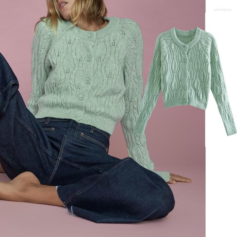 

Women' Knits ZA 2023 Women Autumn Knitted Sweater Winter Cardigan Long Sleeve Casual Loose Knit Single Breasted Short Coat
