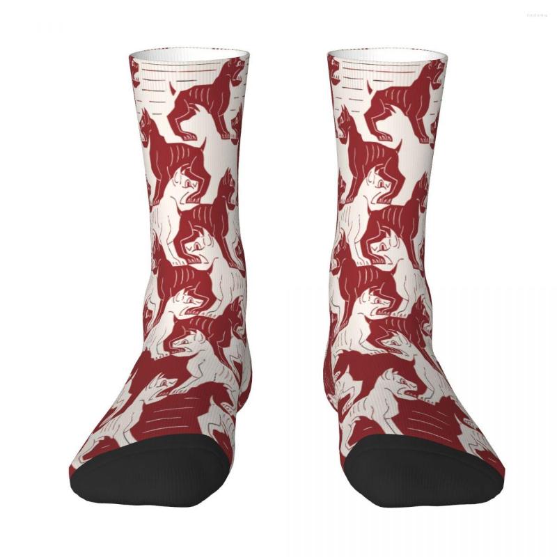 

Men's Socks Escher Regular Division Of The Plane IV Red Dogs Sock Men Women Polyester Stockings Customizable Design, White