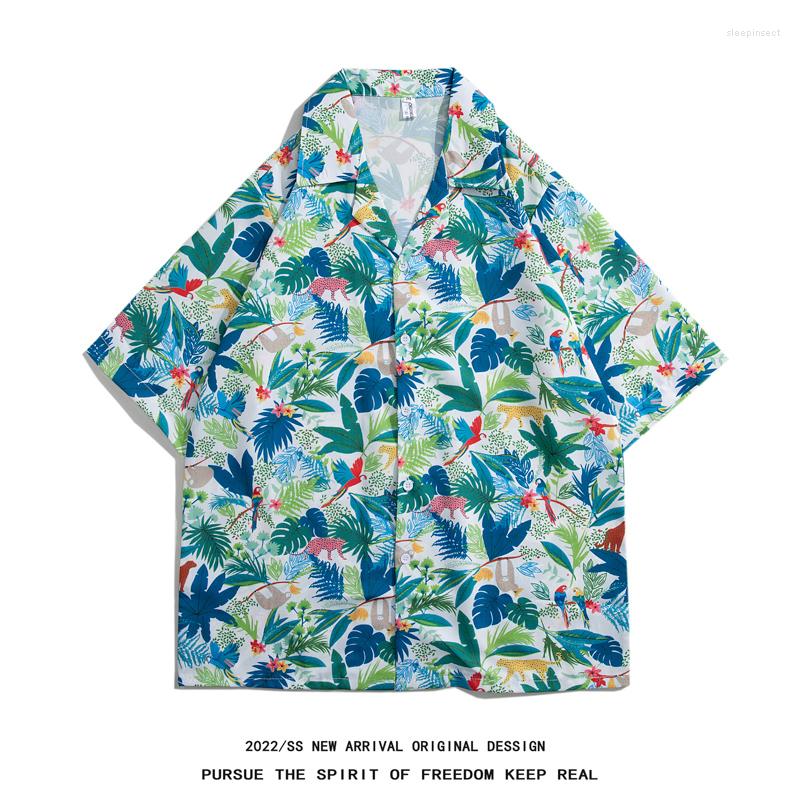 

Men's Casual Shirts 2023 Style Fashion Flower Printed Men's Shirt Short Sleeve Male Slim Fit Mens Office Men Size -3XL CY19, 02