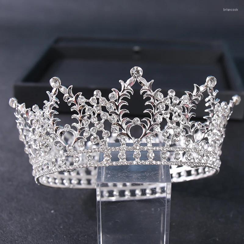 

Hair Clips Baroque Vintage Crystal Round Crowns And Tiaras Rhinestone Queen Prom Diadem Wedding Bridal Accessories Jewelry Headwear