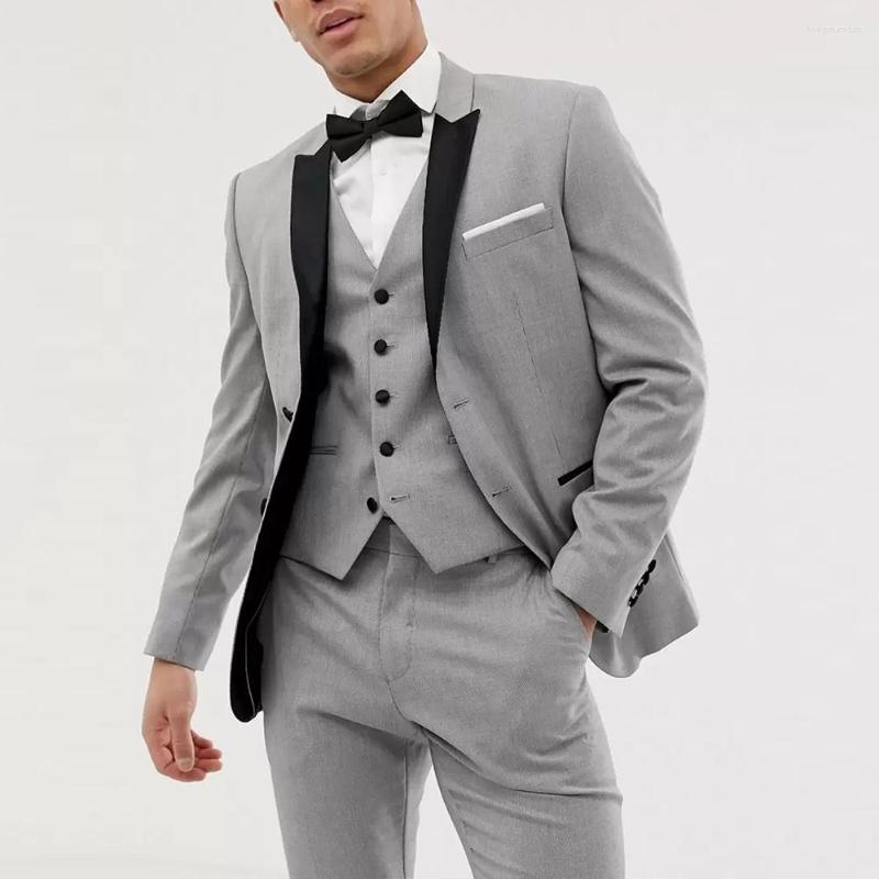 

Men's Suits Business Men's Formal Party Prom Office Work 3 Pieces Black Notched Lapel Jacket Vest Pants Groom Wear Man Wedding Tuxedo