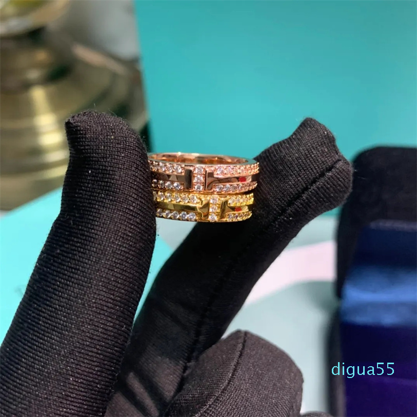 

Designers ring fashion women jewelrys gift Full Diamond gold rings couple jewelry gifts Simple