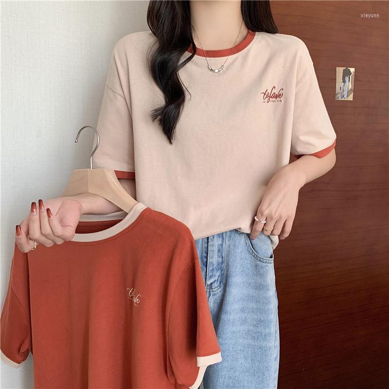 

Women's T Shirts Young Girl Soft Tees Clothes Women Short Sleeve Letter Embroidery Shirt Female Tops Casual Loose Cotton Summer Graphic, Caiy 6493 xin