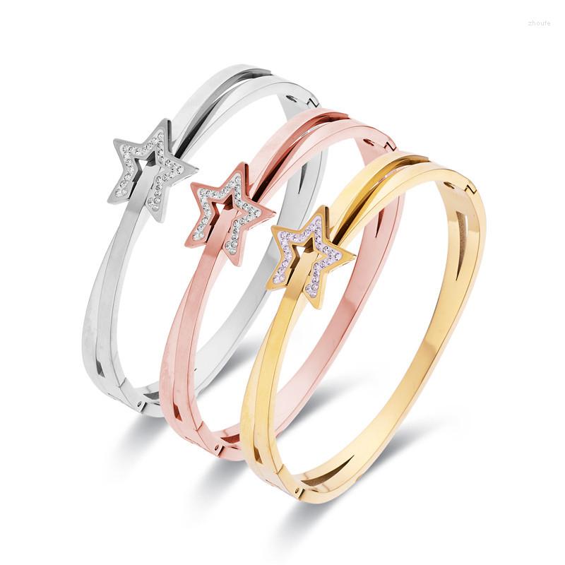 

Bangle FYSARA For Women Luck Gift Waterproof Cross Tainless Steel Bracelet Star Zircon Modeling Titanium Jewelry Wholesale