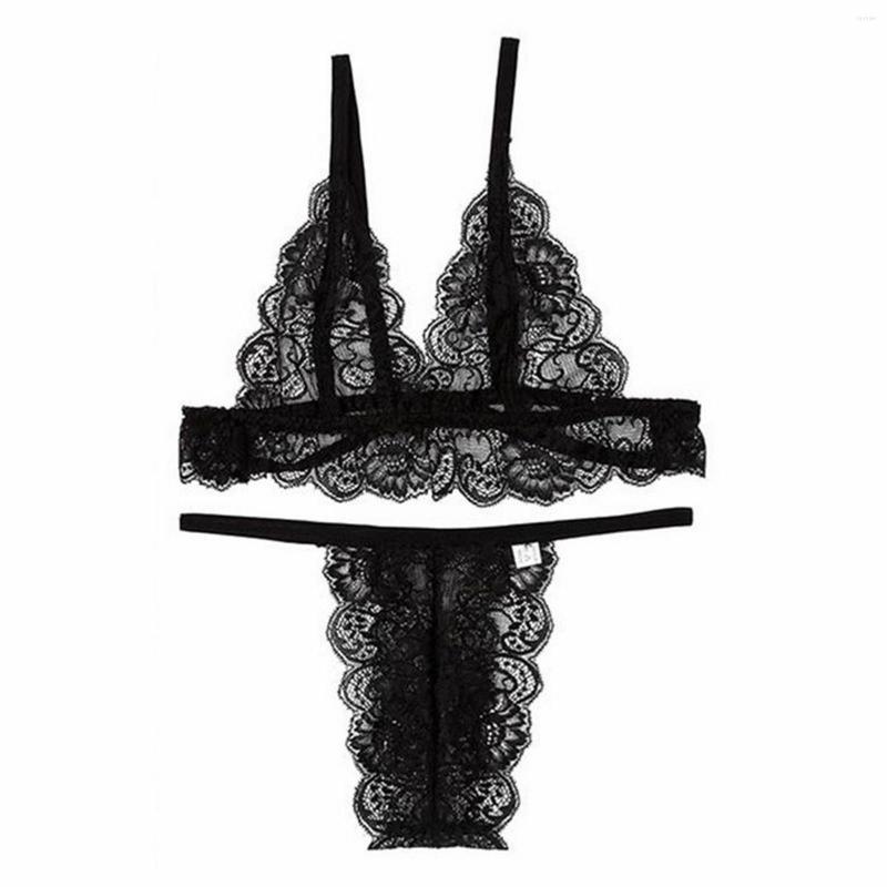 

Bras Sets Women'S Lace Camisole Sexy Lingerie Set Silk Skirt Womens Bodysuit, Black