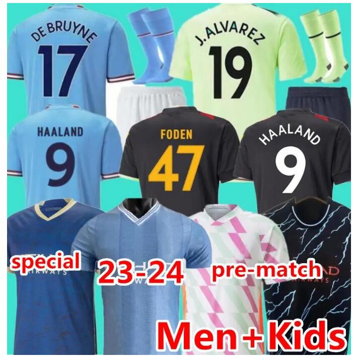 

22 23 24 HAALAND SOCCER JERSEYS GREALISH STERLING MANS CITIES MAHREZ DE BRUYNE FODEN 2022 2023 2024 football tops shirt kids kit sets uniform