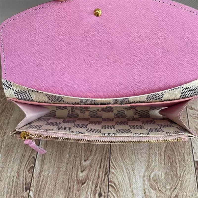 

Luxurys Designers fashion Genuine Leather Folding Wallet Cute Coin Purse Women's Credit Card Holder Top Quality, Fuchsia
