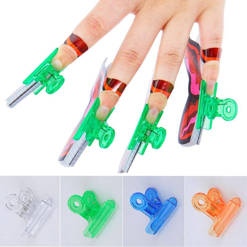 

False Nails 5pcs/bag 31mm-Acrylic Building Tips Nail Clips C-shaped Plastic Extending Manicure Tools-Clips Hoder #4Colors