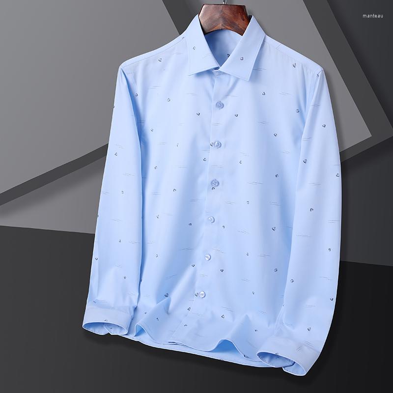

Men's Casual Shirts Brand Dress Mens 2023 Long Sleeve Print Shirt Men Slim Turn-Down Collar Business Office, Purple fashion shirt