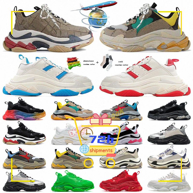 

23s Designer Triple S Men Women Casual Shoes 17FW Sneakers Platform Black White Grey Red Pink Blue Green Light Tan Oreo Mens Trainers Sports Fashion balencaiga shoes, 26