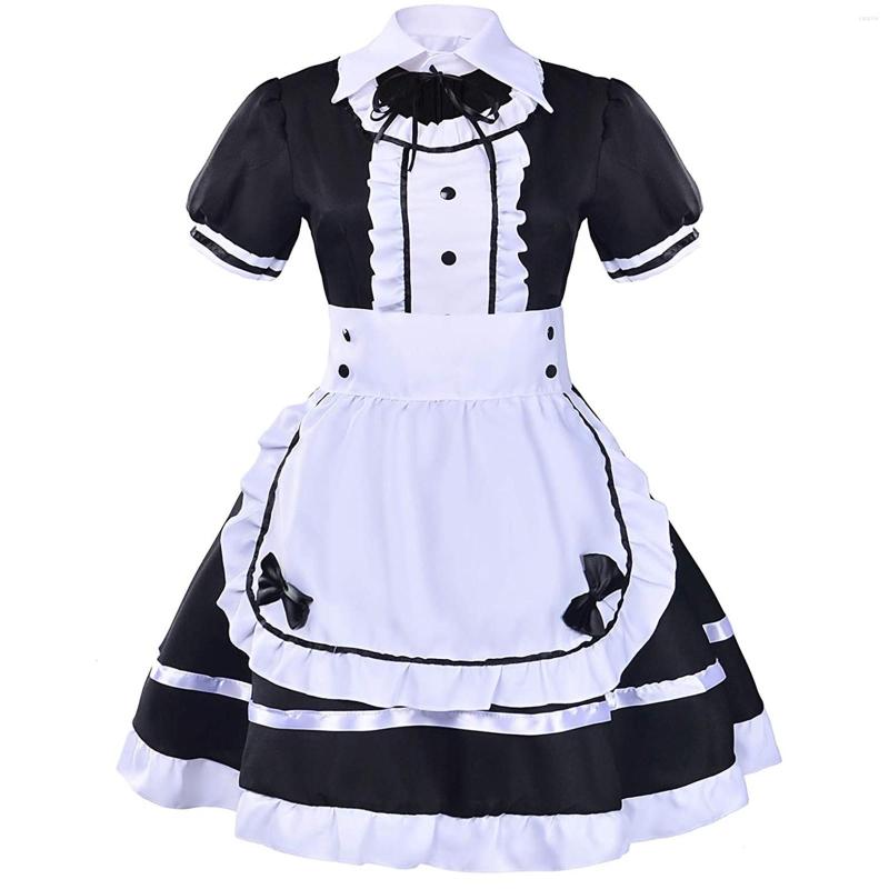 

Party Dresses ZOMAXIUJEE Black Lolita Maid Dress Cute French Outfit Cosplay Costume Waitress Stage Traje De Mucama, Bk