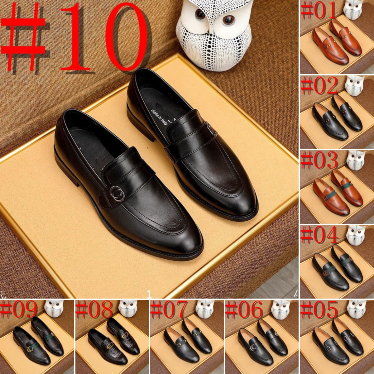 

2023 Men's Luxurious Dress Shoes Fashion Designer Genuine Leather Wedding Business Oxfords Brand Formal Brogues Flats Size 38-45, #07