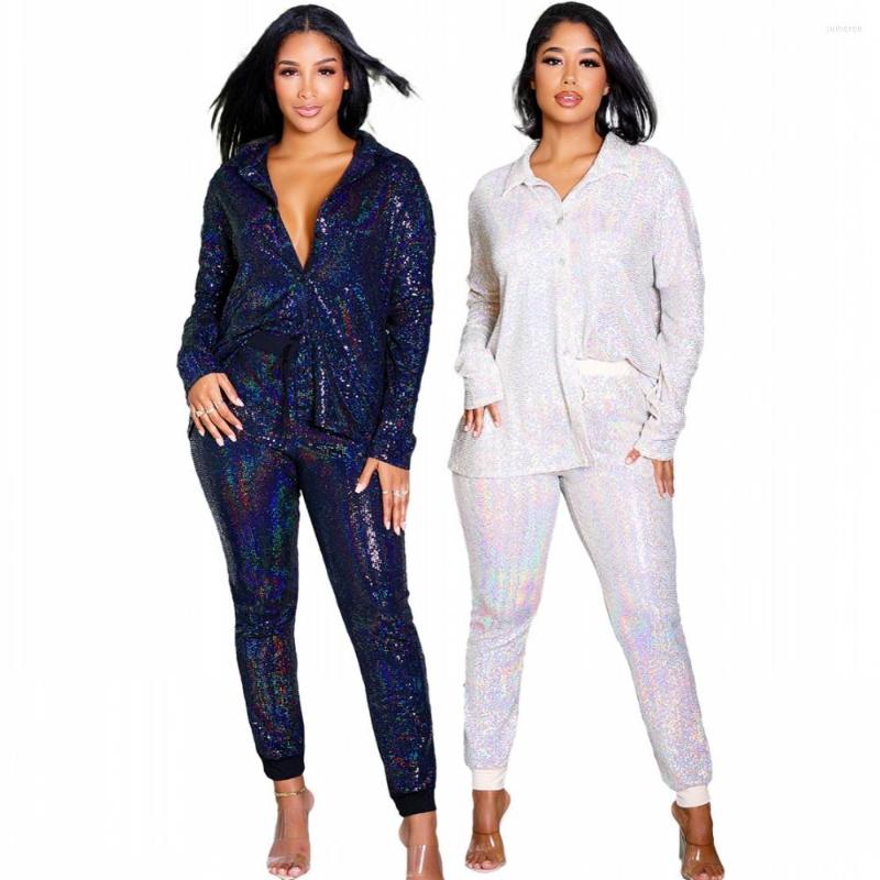 

Ethnic Clothing 2 Piece Sets Sequins Top Pants Suits African Clohtes For Women Arrival 2023 Spring Autumn Two Pieces Africa