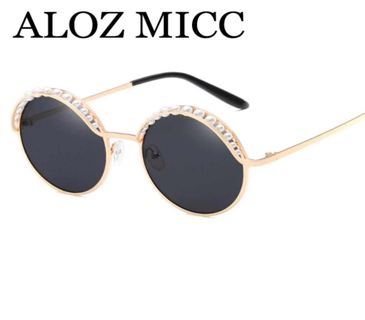 

ALOZ MICC Luxury Pearls Round Sunglasses Women Designer Brand Fashion 2018 New Female Mirror Eyewear Ladies Oculos UV400 A4399541321