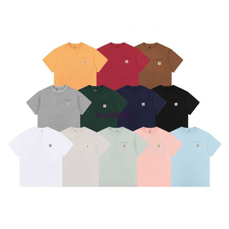 

2023 Men' and Women' Fashion t Shirt Tooling High Street Brand Carhart Trendy Card Hart New Pocket Basic Loose Casual Couple Short Sleeve Tknc, Brown