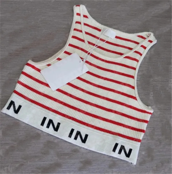 

Women's striped knits vest designer crop top sleeveless top tees summer black and white fashion women's sleeveless short tees Women's Knits