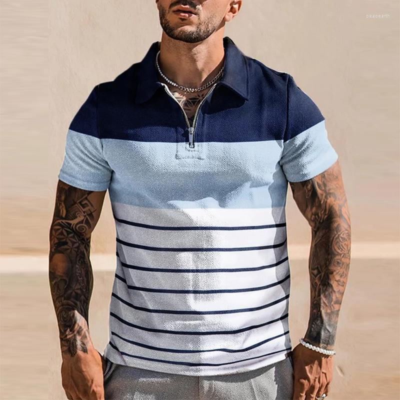 

Men' Polos Men' Fashion Graphic Print Turn-down Collar Polo Shirt Spring Summer Leisure Short Sleeve Zipper Tee Casual Tops, N06506 print